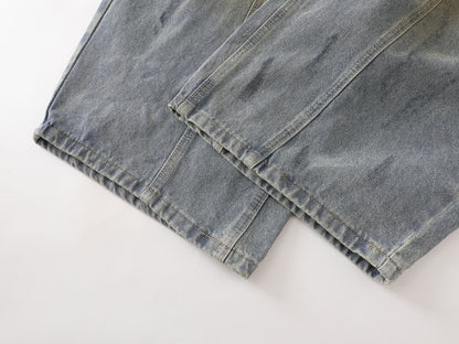 Clay Wash Arc Seam Balloon Wide Leg Jeans Earth Tone Fading Multi-Panel High Waist Baggy Denim Trousers Vintage Streetwear | Clay Arc