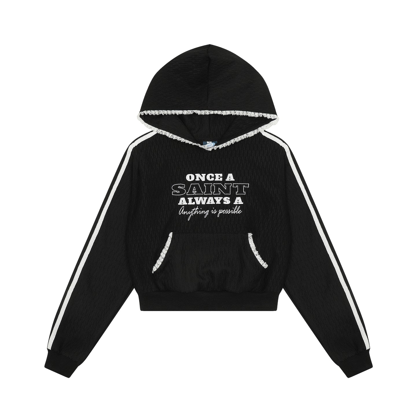 Once A Saint cropped hoodie black - back