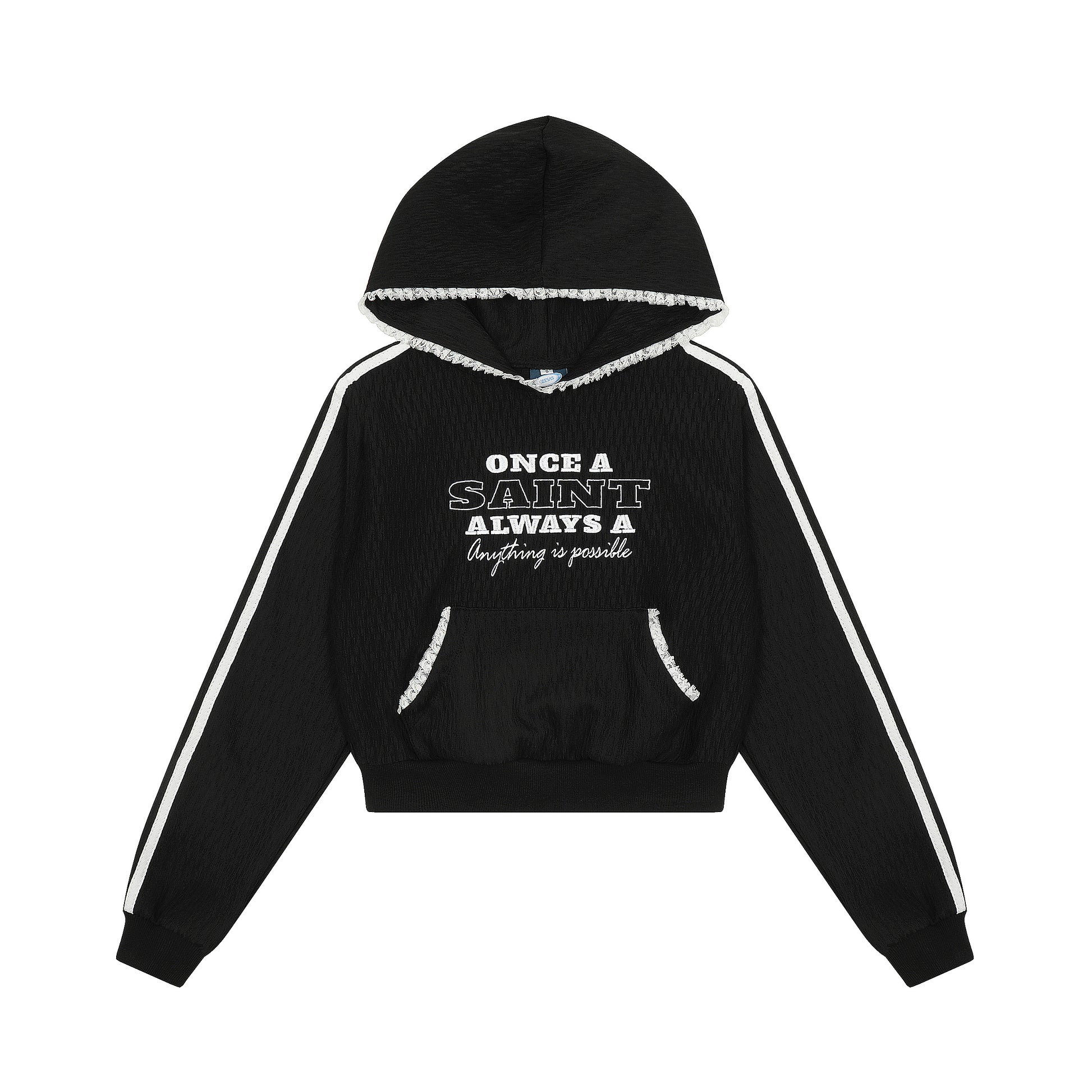 Once A Saint cropped hoodie black - back