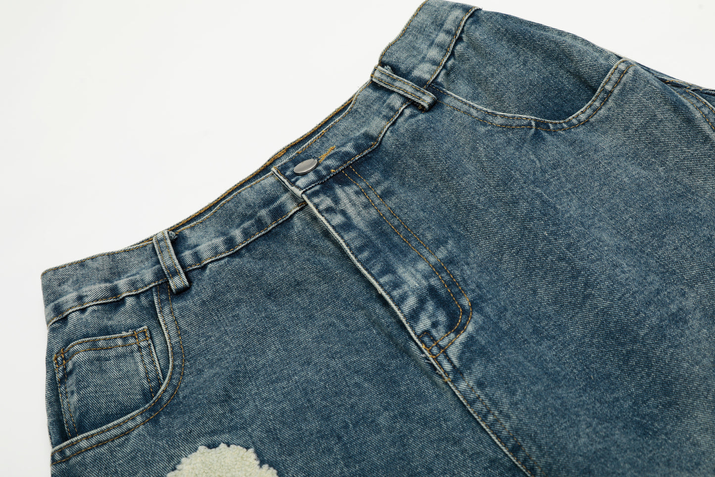Women's Multicolor Daisy Floral Embroidery Balloon Wide Leg Denim Jeans High Waist Y2K Streetwear Baggy Jean Pants