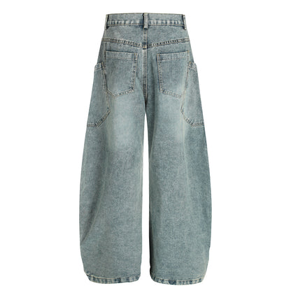 Multi Pocket Barrel Leg Jeans High Waist Washed Wide Leg Denim Cargo Streetwear Y2K Casual Pants | Cargo Barrel