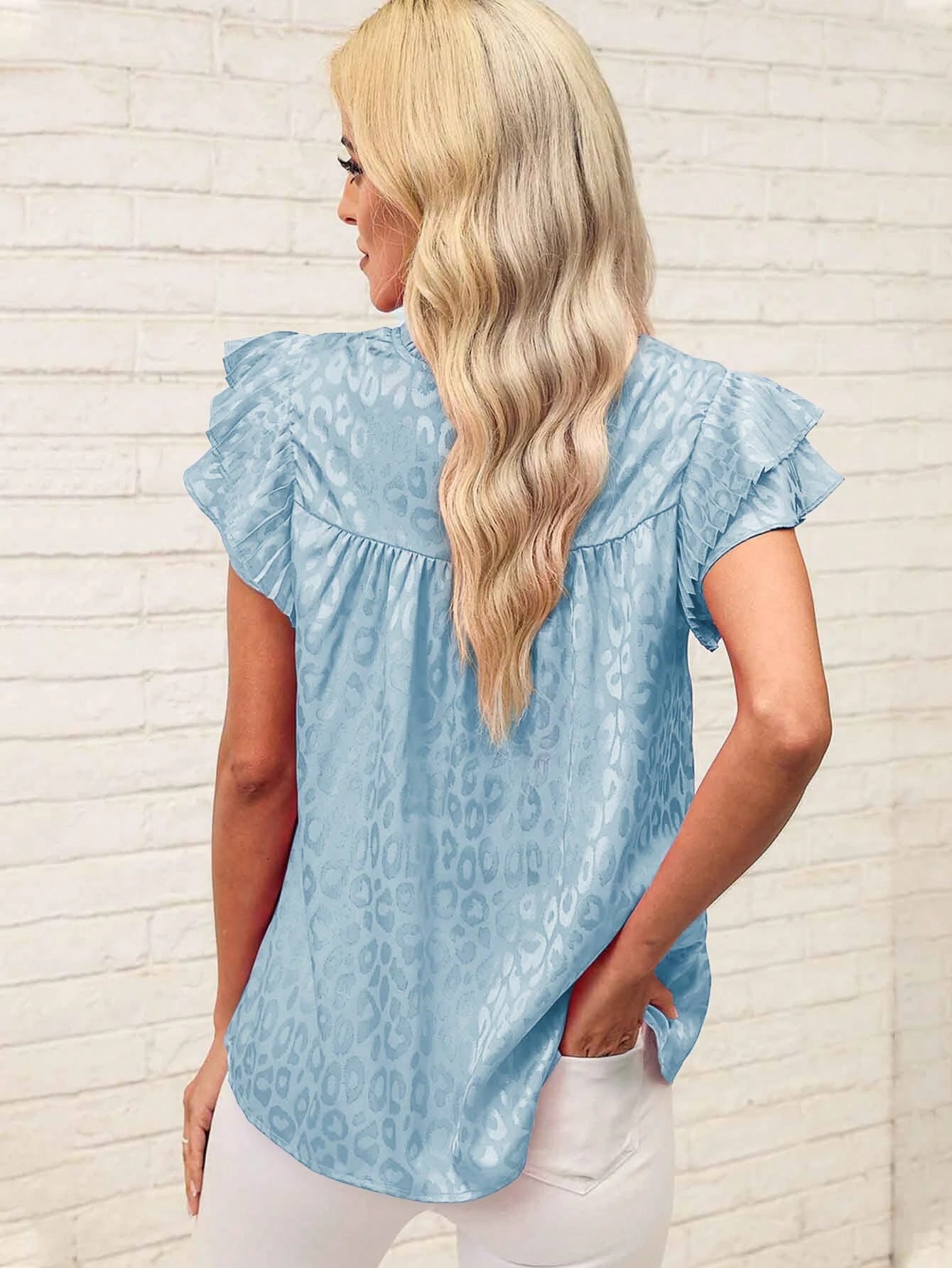 Frauen sommer neue mode alle-passenden druck lotus blatt ärmeln welle kragen frauen bluse