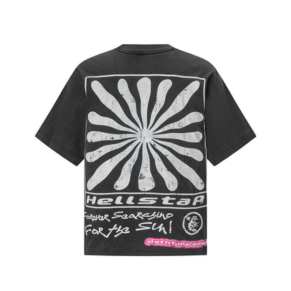 Graphic Print Tee Hellstar Oversized Black Cotton Streetwear Casual Summer T-Shirt | Star Born