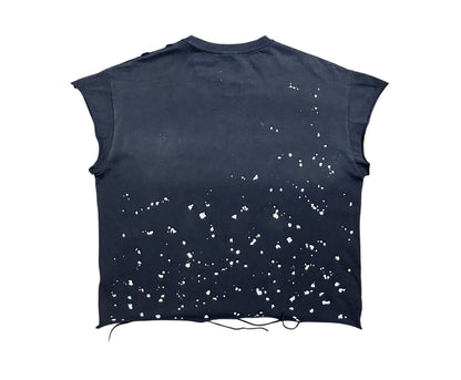 Satoshi Nakamoto Luke Destroyed Sleeveless Tee Splatter Paint Distressed Washed Heavyweight Cotton Vest Streetwear Tank Top | Ink Wreck