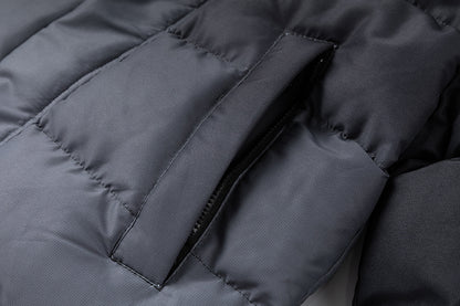 Trapstar Black and Gray Hooded Puffer Jacket, Quilted Zip-Up Streetwear Coat