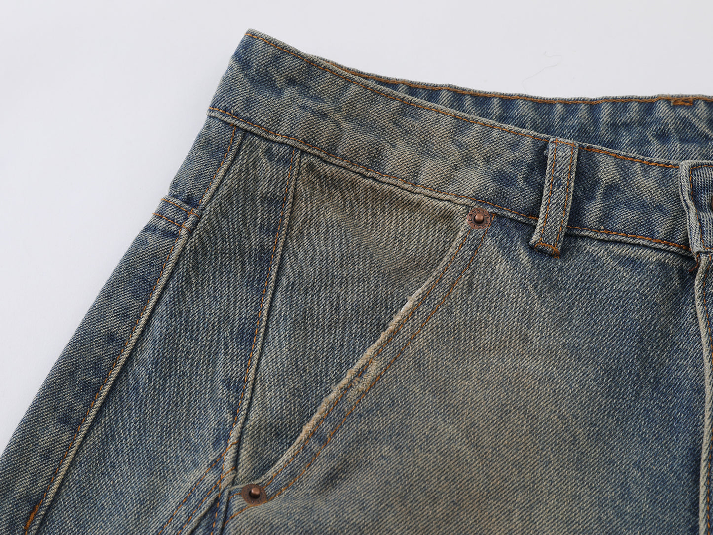 Heavy Ripped Multi-Panel Barrel Wide Leg Jeans Earth Tone Mud Wash Distressed Arc Seam High Waist Baggy Denim Trousers | Rip Arc
