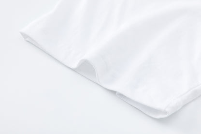 White Graphic T-Shirt with Baby Bottle Print, Crew Neck Short Sleeve Tee