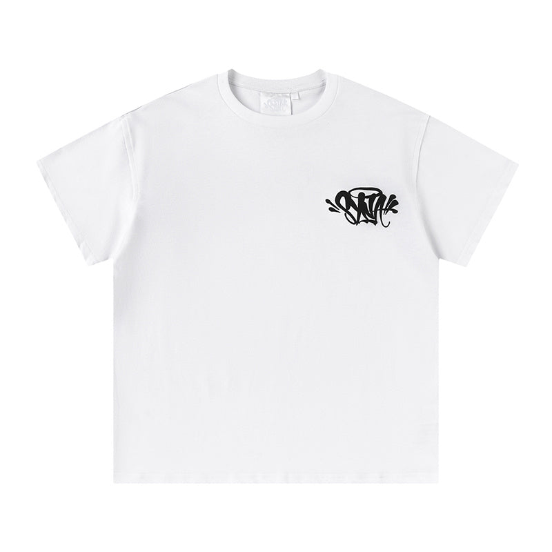 Black unisex graphic T-shirt with small chest print and Forgive Me back graphic - view 11