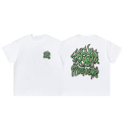 Unisex White Graphic T-Shirt, Crew Neck Streetwear Tee with Back Print
