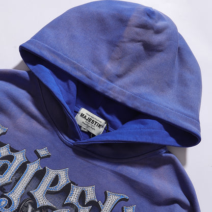 Majestik Live Free Or Die Hard Rhinestone Fleece Hoodie