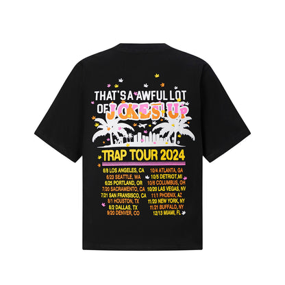 Cartoon Graphic Print Tee Pop Art Drip Face Oversized Black Cotton Streetwear Casual Summer T-Shirt | Drip Face