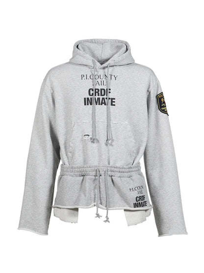 Protocol Index Fake Two-Piece Hoodie Washed 480g Deconstructed Raw Hem Drawstring Waist Streetwear Heavy Fleece | Phantom Layer