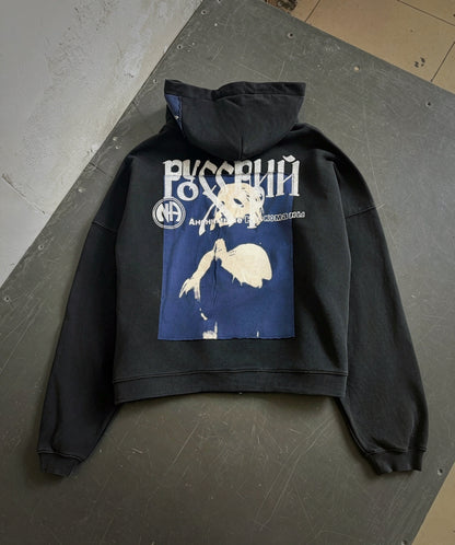 Lenin's Nap Time Assemblage Zip Hoodie - Washed Black