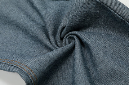 Dark Navy Waistband Raw Edge Arc Cutout Patchwork Baggy Wide Leg Jeans Deconstructed Y2K