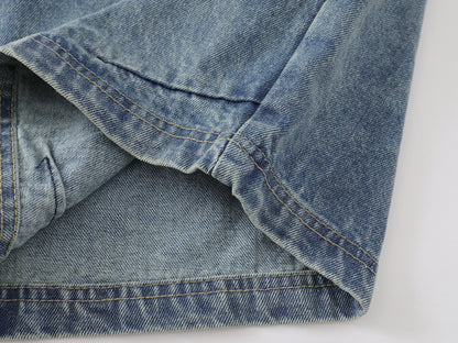 Multi-Pocket Cargo Denim Shorts Wide Leg High Waist Light Wash Vintage Streetwear Summer Casual Jean Shorts | Pocket Riot