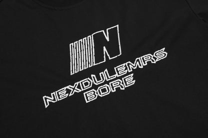 Nexdulemrs Bore N Logo Graphic Tee Oversized Short Sleeve Streetwear Y2K Sporty Casual Summer T-Shirt | Bore N