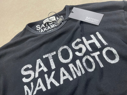 Satoshi Nakamoto Graphic Print Long Sleeve Waffle Knit Oversized Tee Casual Streetwear Top | Waffle Nakamoto