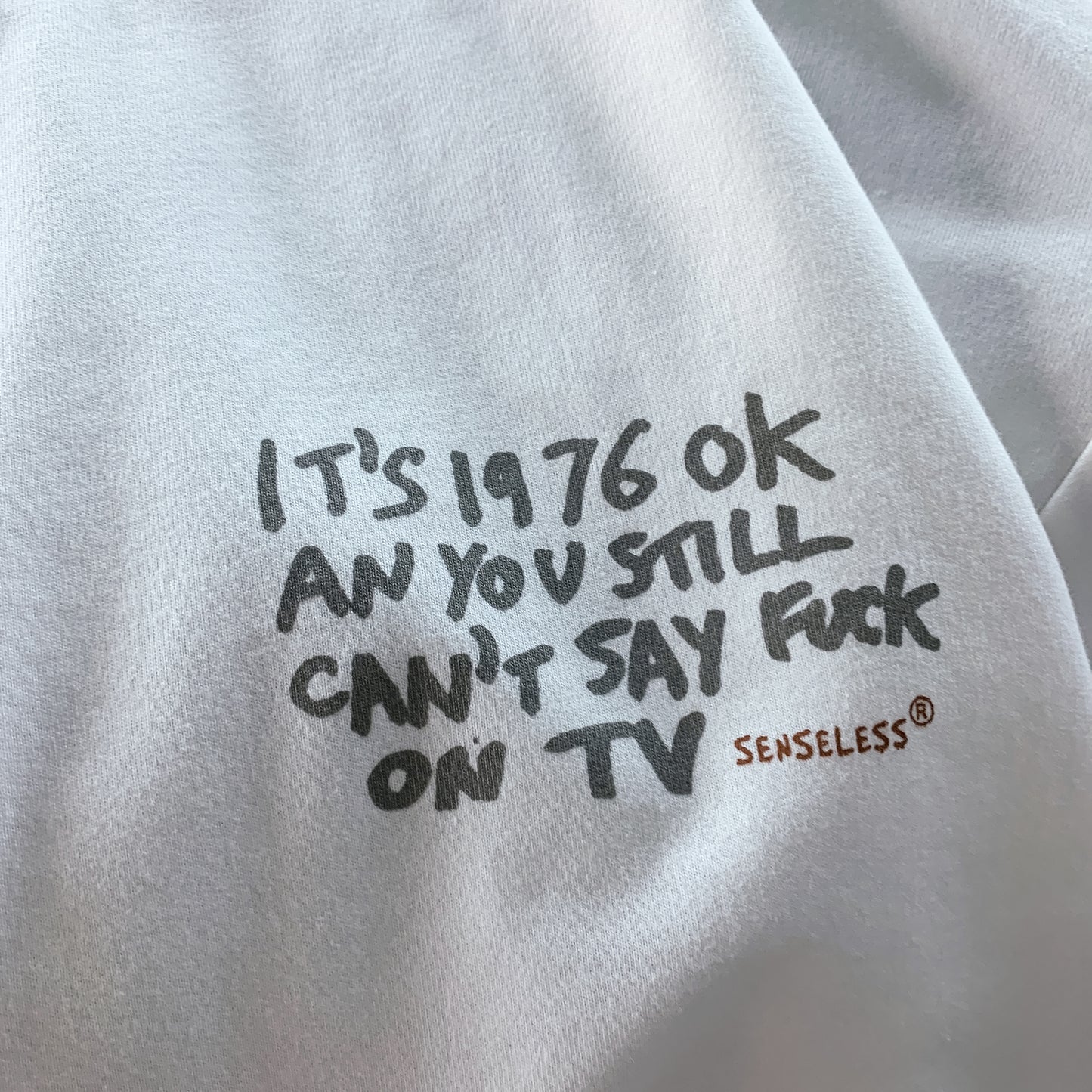 Senseless 1976 Punk Slogan Graphic Oversized Tee Grunge Rabbit Print Streetwear Short Sleeve T-Shirt