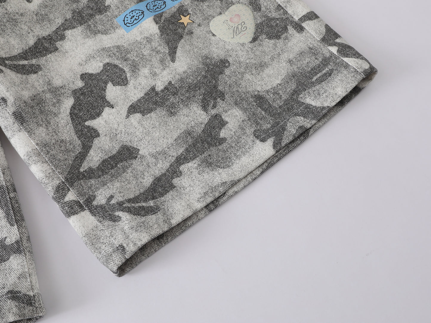 Snow Camo Cargo Shorts Teddy Bear Pendant Cartoon Patch Multi Pocket High Waist Casual Streetwear Baggy Shorts | Camo Bear