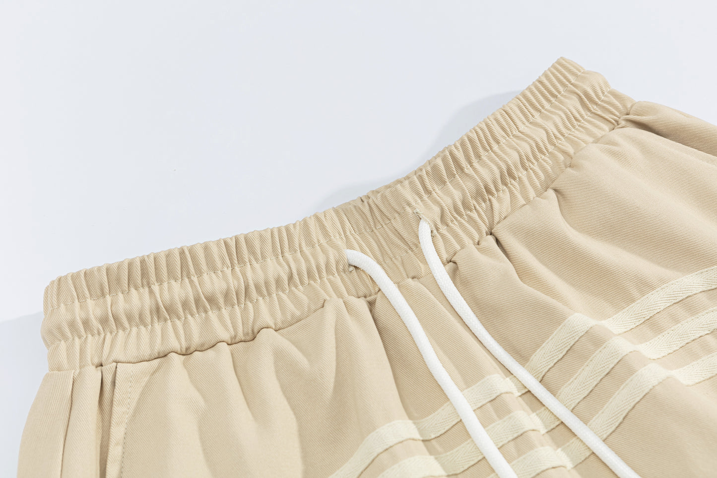 UNS Store Rainbow Arch Triple Stripe Drawstring Shorts Twill Wide Leg Streetwear Casual Shorts