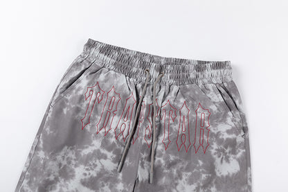 Unisex Tie Dye Graphic Shorts with Drawstring Waist and Front Pockets