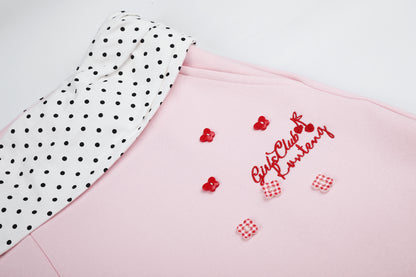 Women's Girls Club Conteng Embroidery Polka Dot Fold-Over Waistband Balloon Wide Leg Sweatpants Casual Sweet Jogger Pants