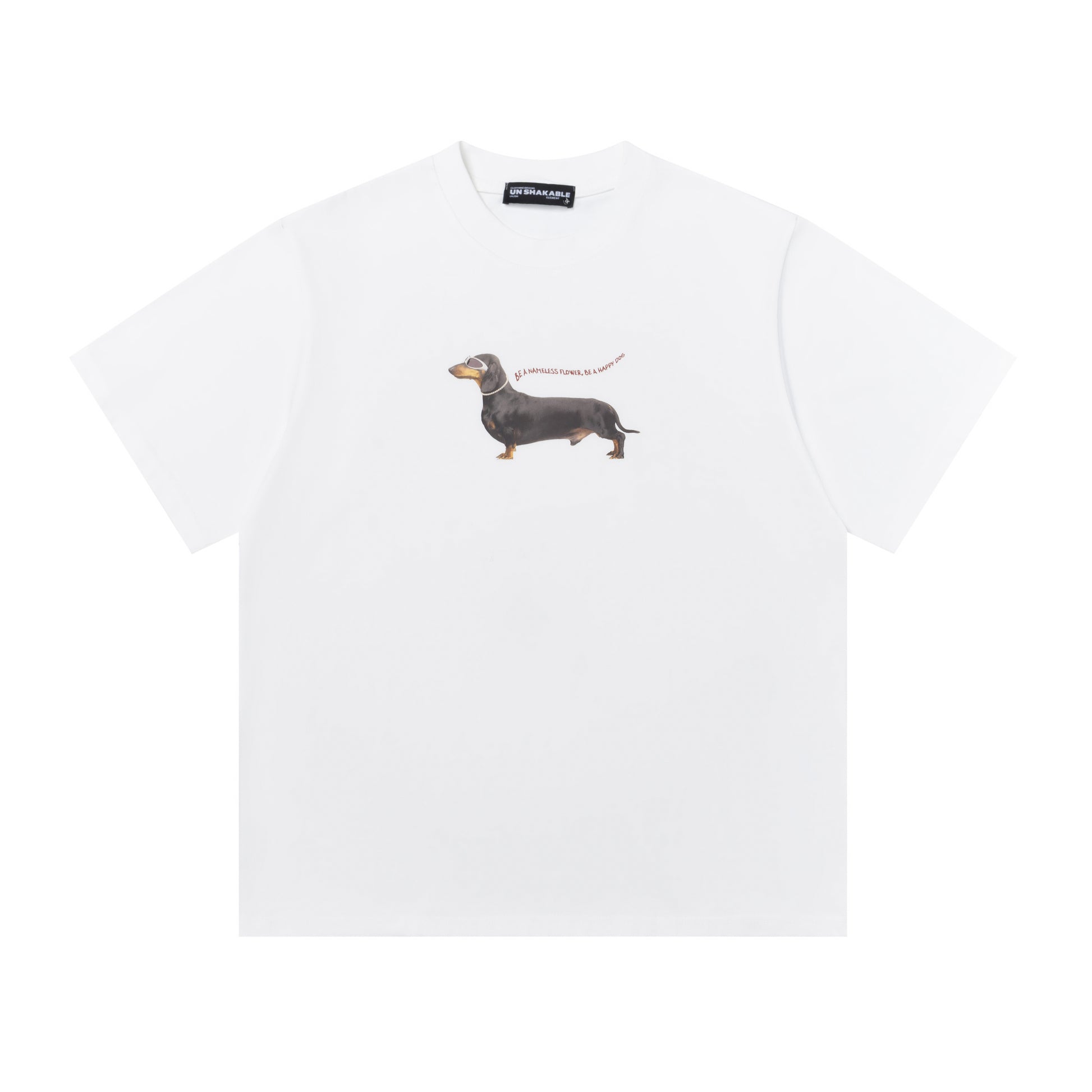 Black Happy Dog dachshund tee back view