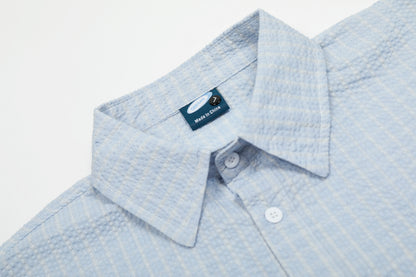 Maxdepy 46 Graphic Plaid Short Sleeve Shirt Oversized Button Down Streetwear Y2K Casual Summer Top | Grid 46