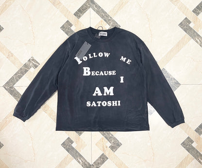 Satoshi Nakamoto Follow Me Long Sleeve T-Shirt - Washed Black