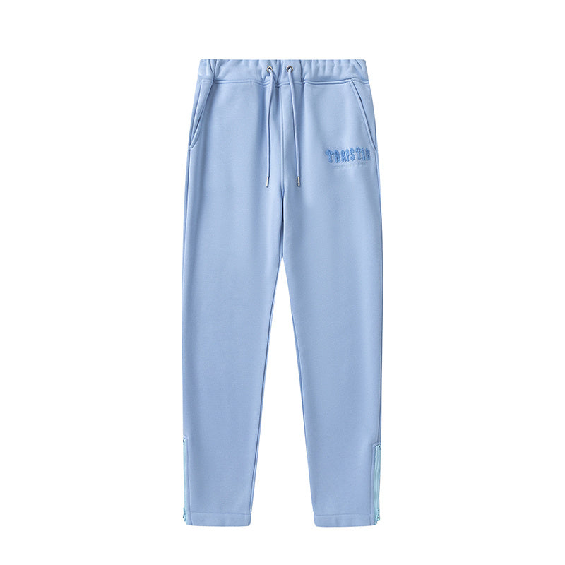 Light blue Trapstar graphic hoodie and matching joggers tracksuit set with drawstrings and zip hems - view 11