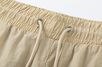 Drawstring Casual Shorts with Elastic Waist, Pockets and Contrast Piping