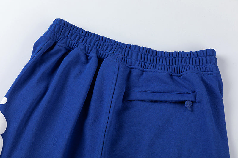 Blue unisex graphic T-shirt and shorts set with crewneck top, elastic waist shorts, and side pockets - view 11