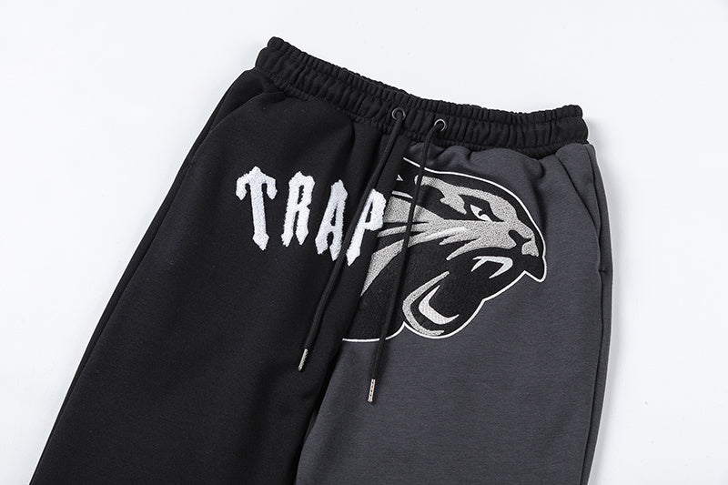 Black and charcoal graphic hoodie and joggers tracksuit set with panther print - view 11