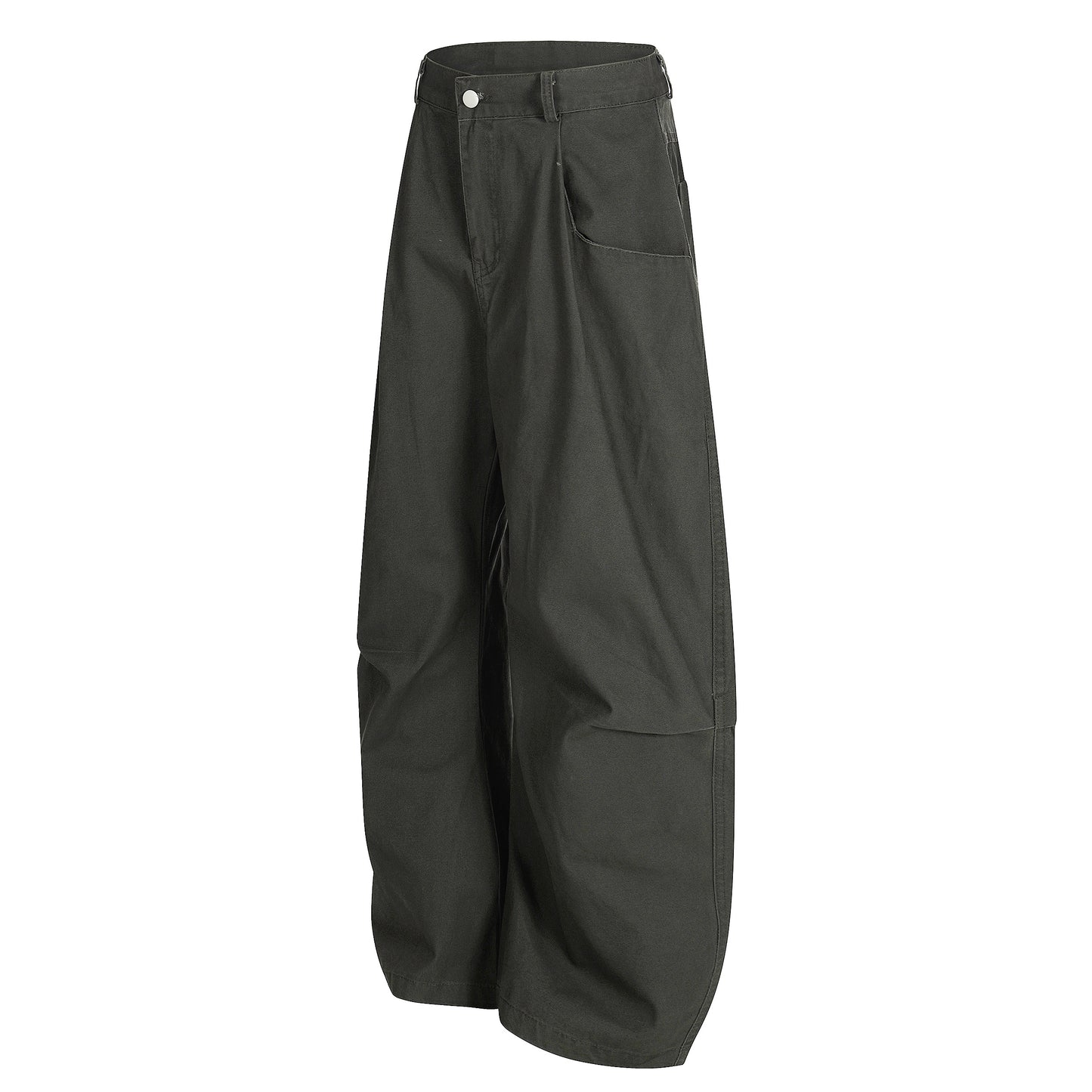 High waist barrel leg wide pants - army green back