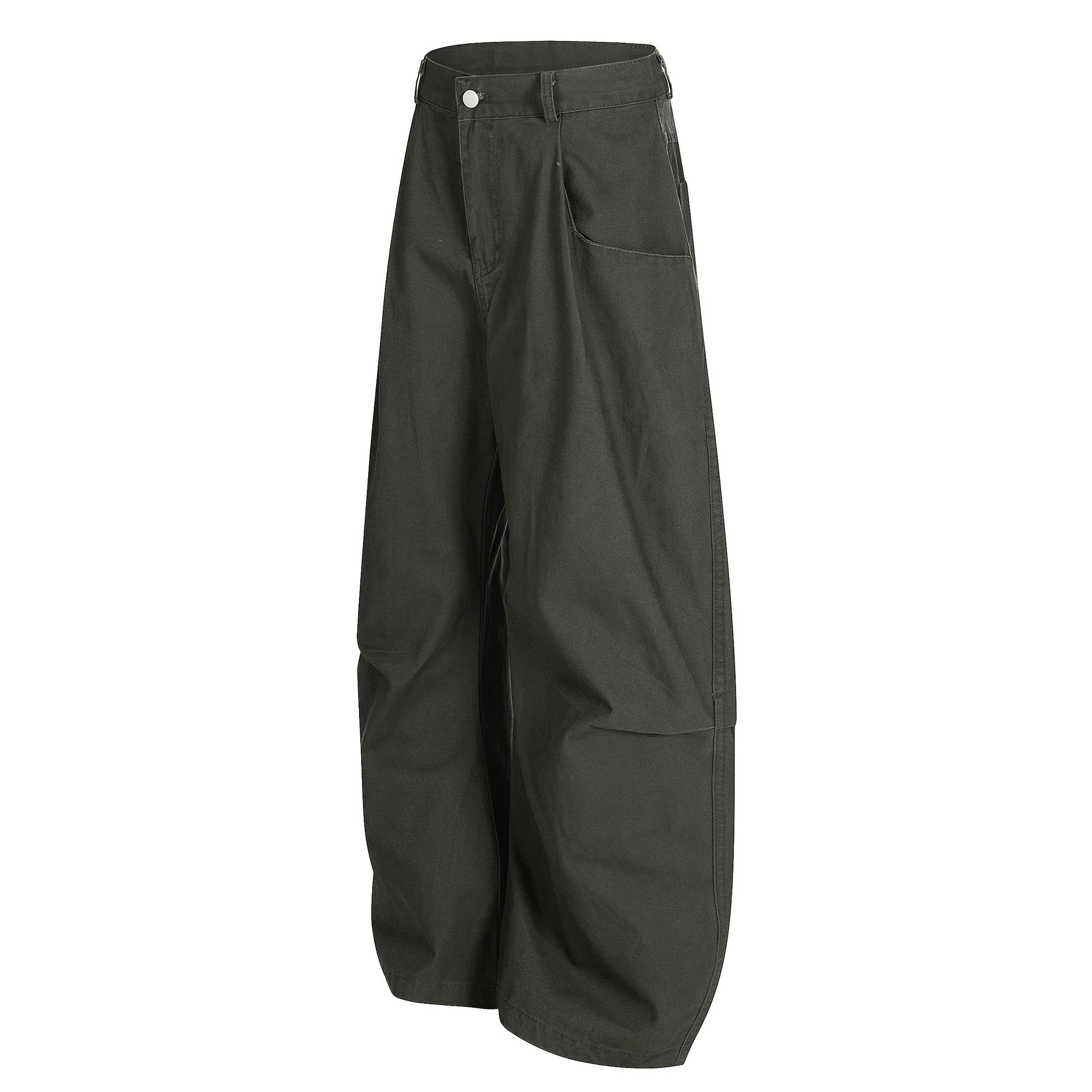 High waist barrel leg wide pants - army green back