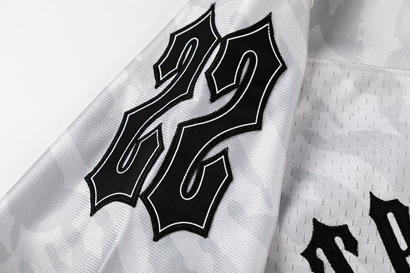 Mitchell & Ness black and gray camo NFL jersey with TRAPSTAR graphic and number 22 - view 11