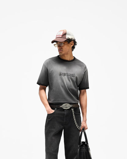 Represent Ringer T-Shirt / Stained Black