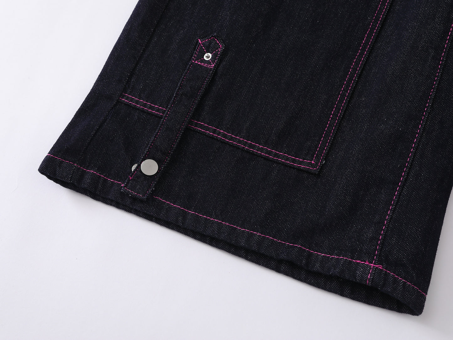 Heart Pocket Guitar Embroidery Wide Leg Denim Shorts Pink Stitch Button Fly Rhinestone Streetwear Baggy Jean Shorts | Rock Heart