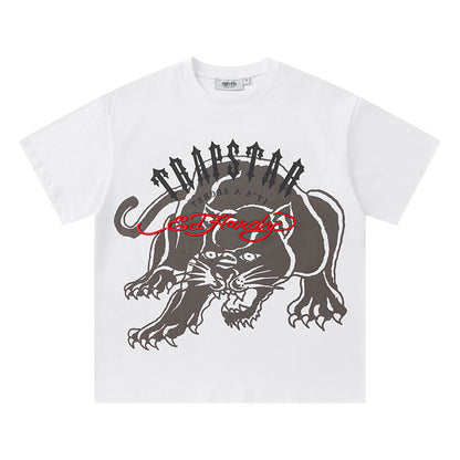 Trapstar Unisex Graphic T-Shirt, Panther Print Crew Neck Streetwear Tee