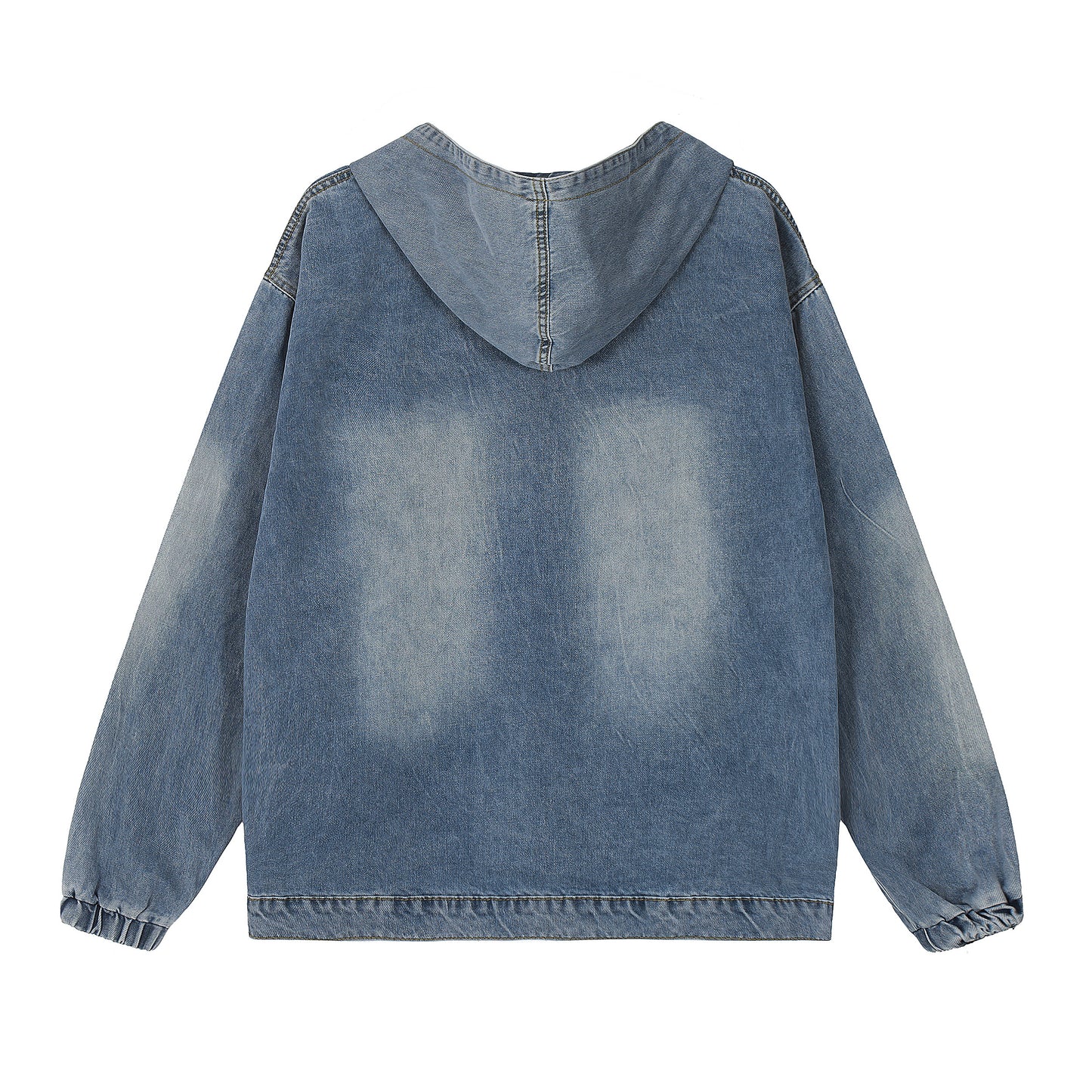 Washed denim hooded jacket light blue - back