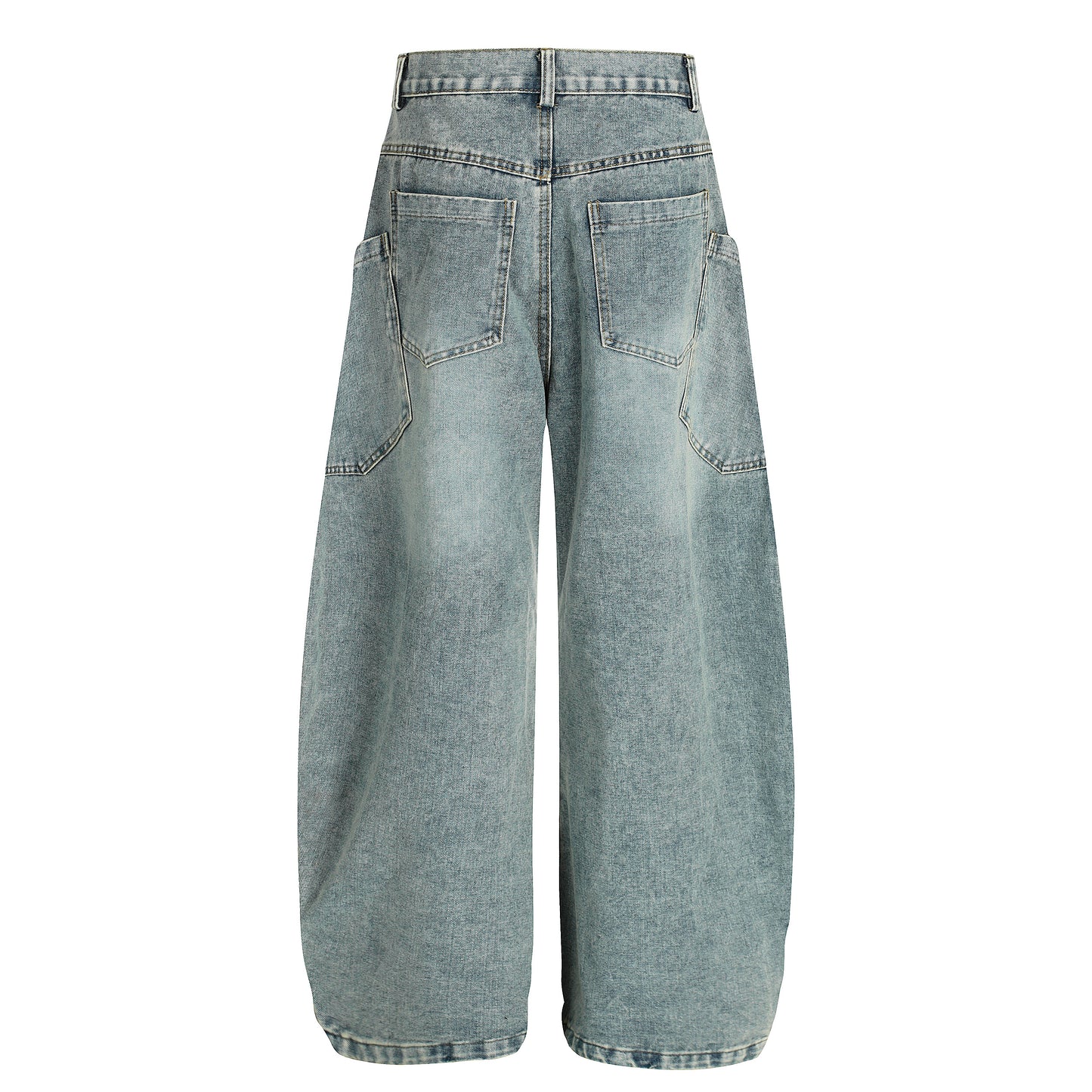 Multi pocket barrel leg jeans light blue - back view
