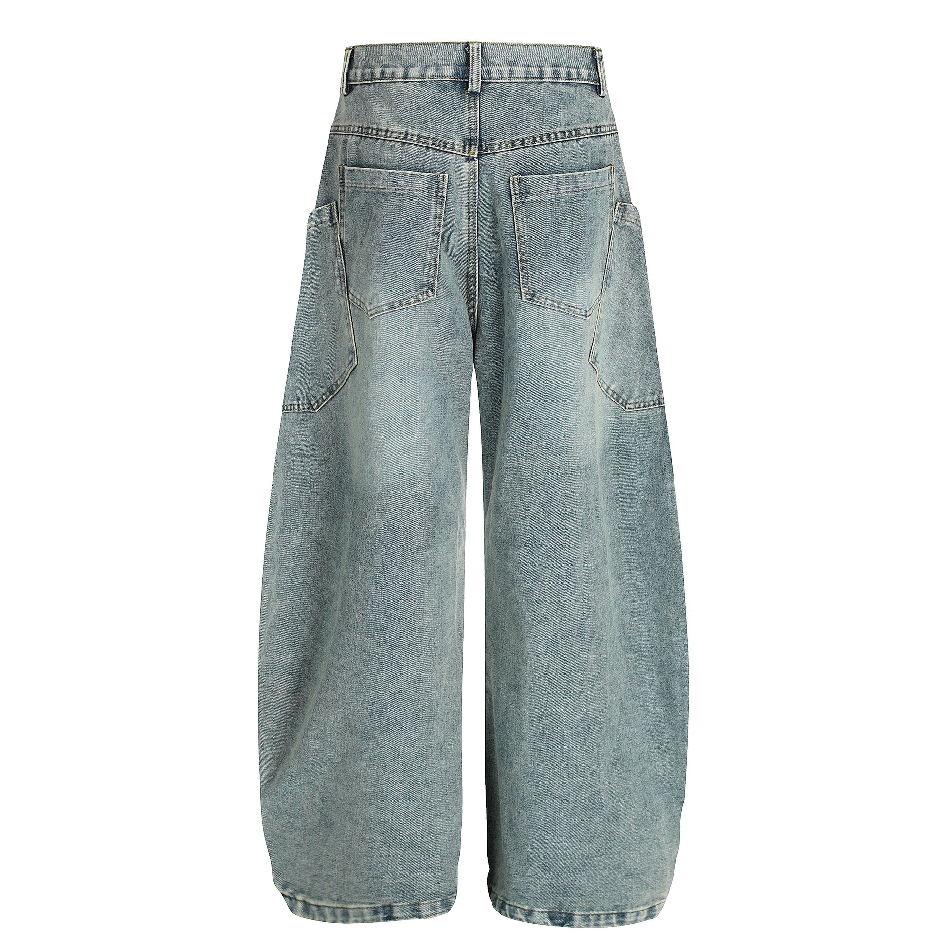 Multi pocket barrel leg jeans light blue - back view