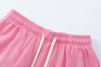 Sherpa Fleece Elastic Waist Shorts Fluffy Plush Cozy Lounge Casual Winter Home Shorts | Fluffy Pink
