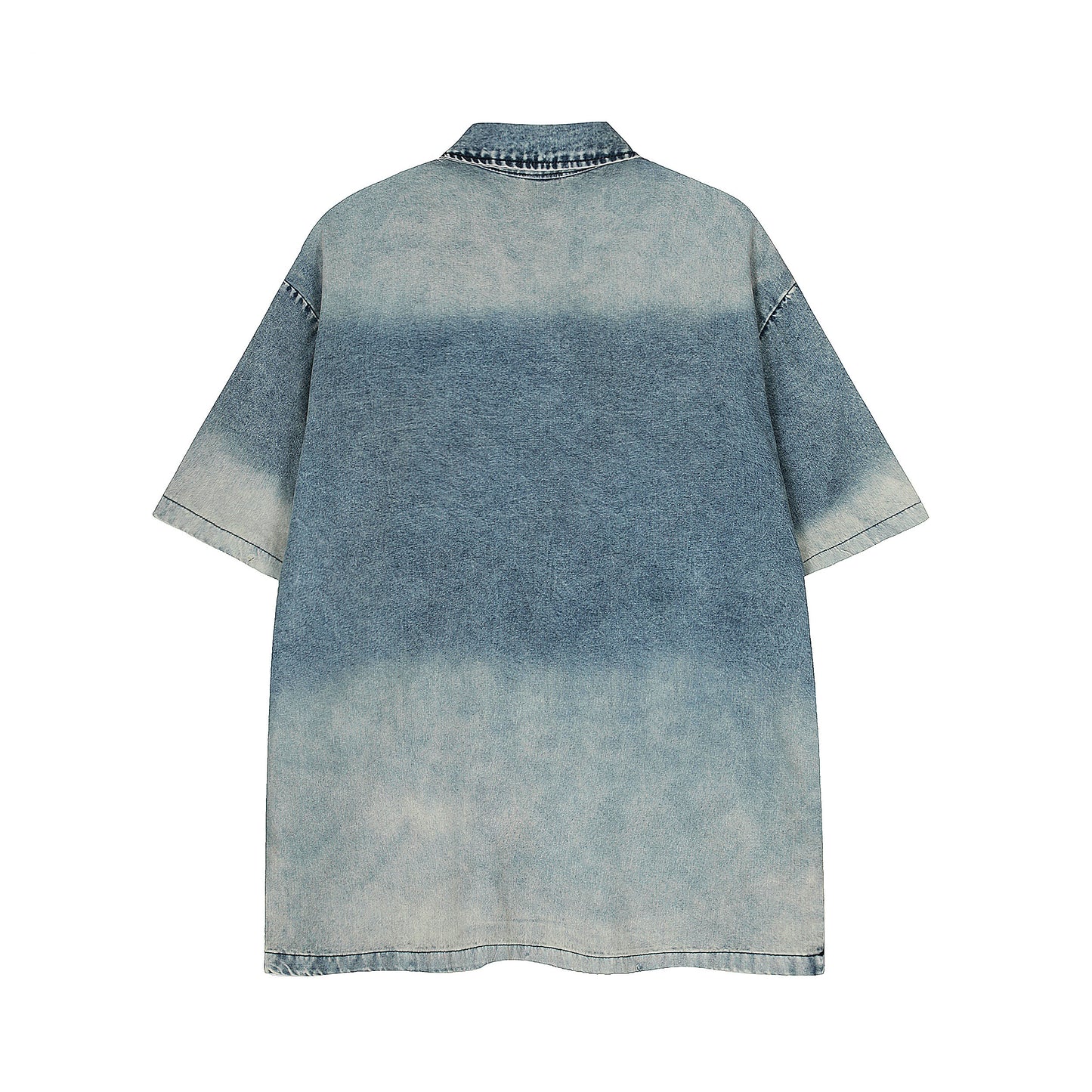 ShinMaxdepy washed denim polo shirt blue - back