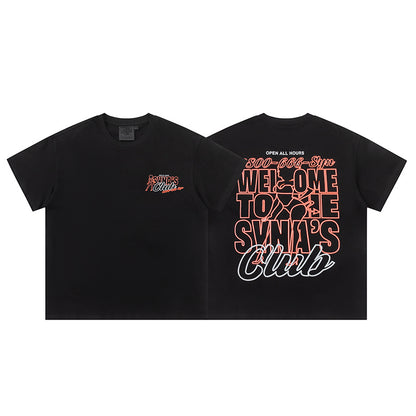 Black Graphic T-Shirt Crew Neck Short Sleeve Streetwear Casual Top