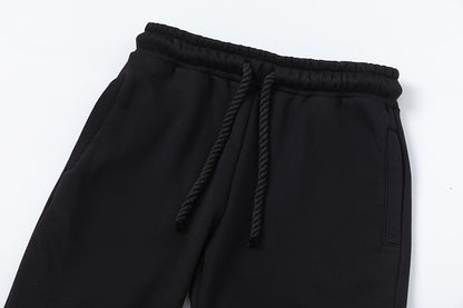 Black Graphic Hoodie and Joggers Tracksuit Set, Two Piece Streetwear Outfit