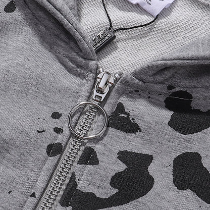Vale Forever Cheetah Zip Up Hoodie 'Grey'