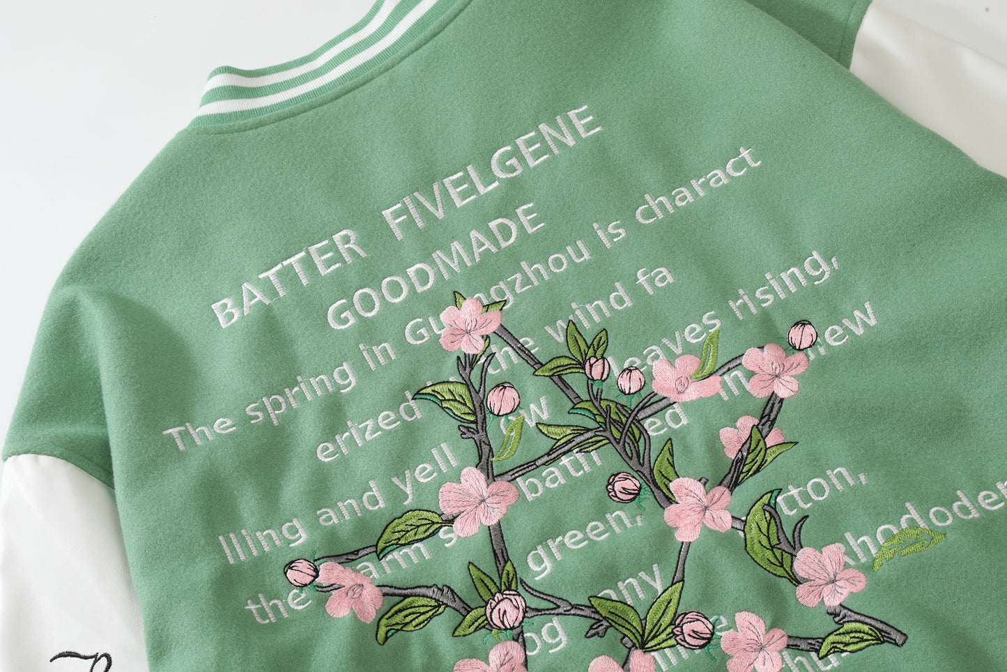 Oversized Floral Embroidery Baseball Jacket Snap Button Color Block Streetwear Casual Fall Outerwear