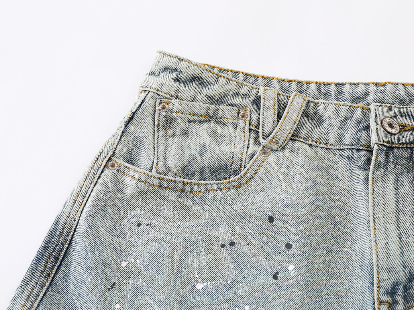 Dog Graphic Paint Splatter Cargo Denim Shorts Wide Leg High Waist Washed Multi-Pocket Streetwear Summer Casual Jean Shorts | Pup Cargo