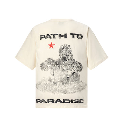 Oversized Short Sleeve Graphic Tee Dropped Shoulder Streetwear Summer Casual T-Shirt | Dusk Knit